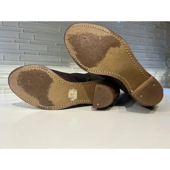 Vintage Dexter High Burgundy Leather Heeled 5 1/2M Boho Cuffed Boots - Picture 6 of 12